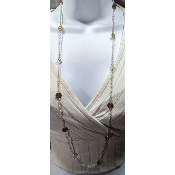 Premier Designs Brutalist Hammered Coin Station Necklace - Picture 2 of 4